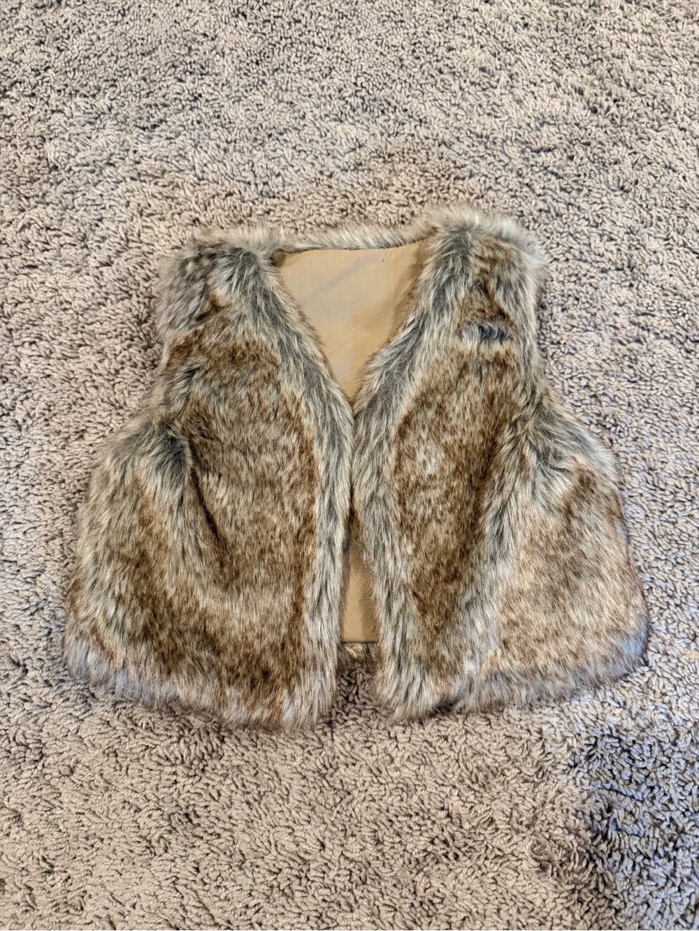 H&M Faux Fur Vest in Brown and Cream